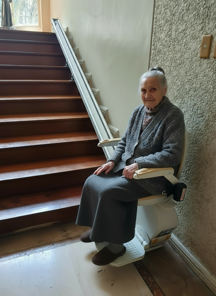 montascale a poltroncina per scale dritte installato a pescara